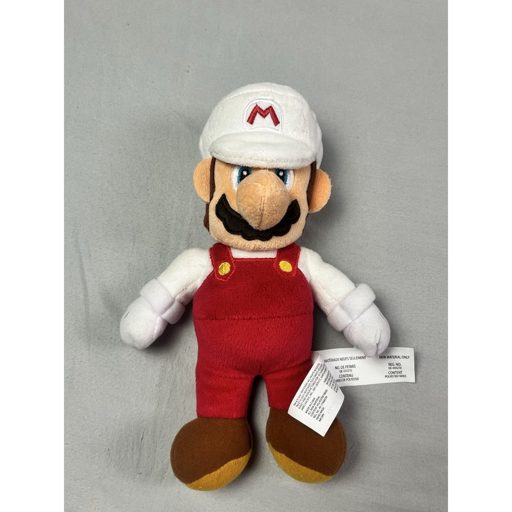 Super Mario All Star Collection Red & White FIRE MARIO 9" Plush Stuffed Toy Doll